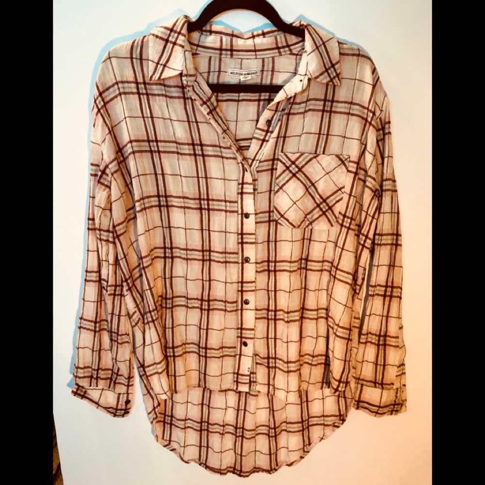 Melrose and Market Plaid Top